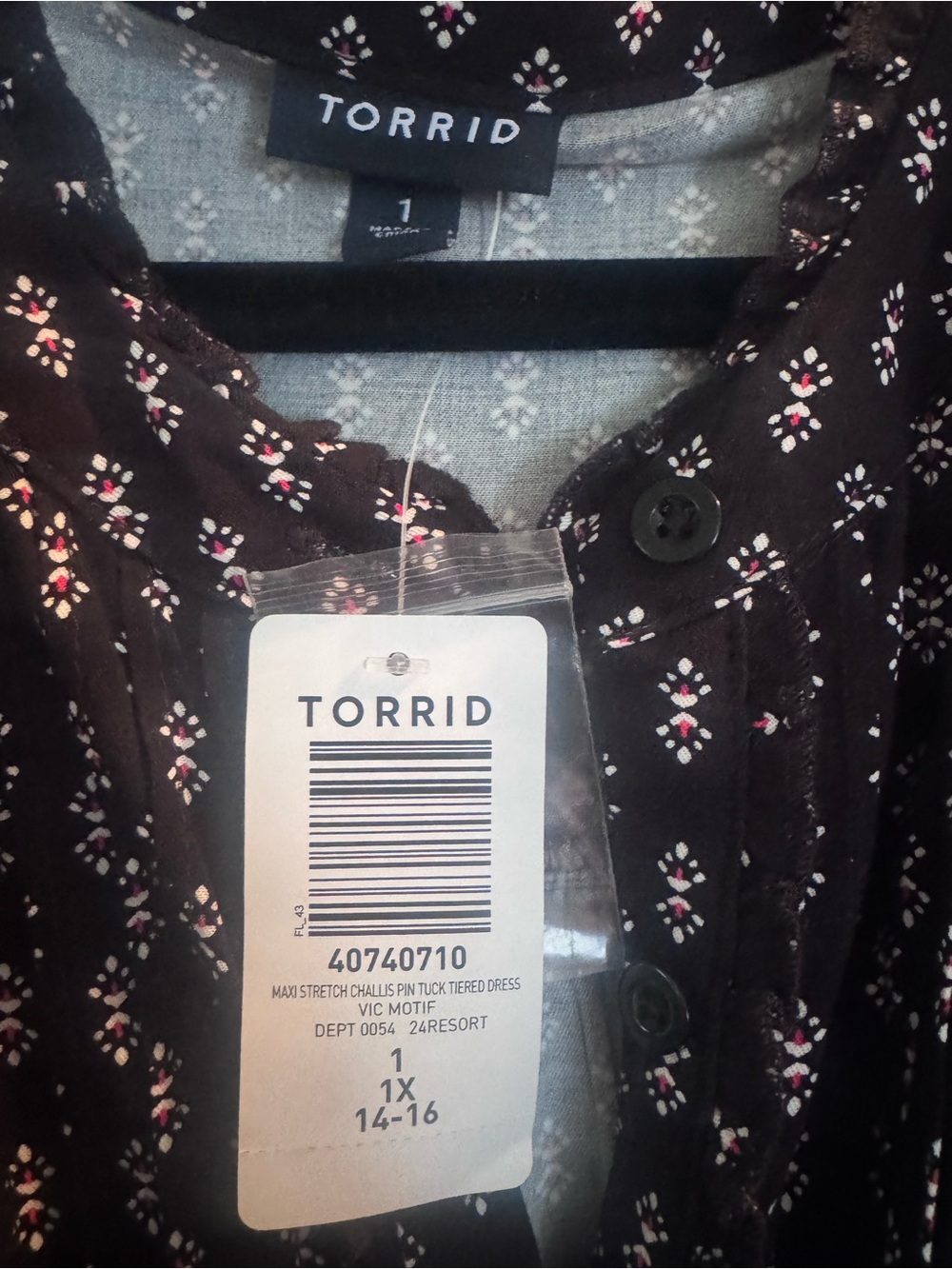 torrid Black Maxi Dress with White Micro Pattern NWT - Picture 4 of 4